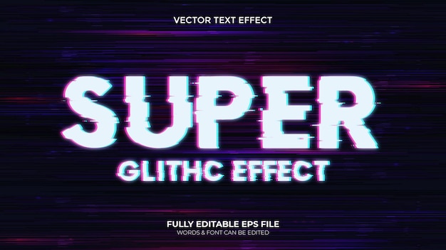 Vector editable super glitch vector text effect