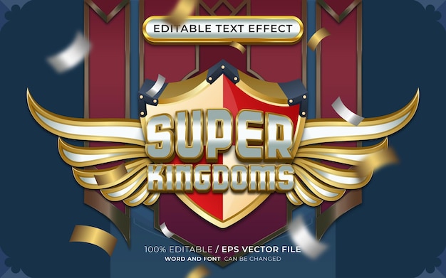 Effetto testo modificabile super kingdoms con emblema alato