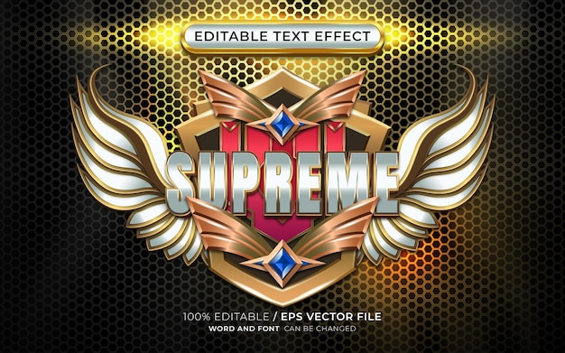 Editable Supreme Text Effect with Winged Emblem