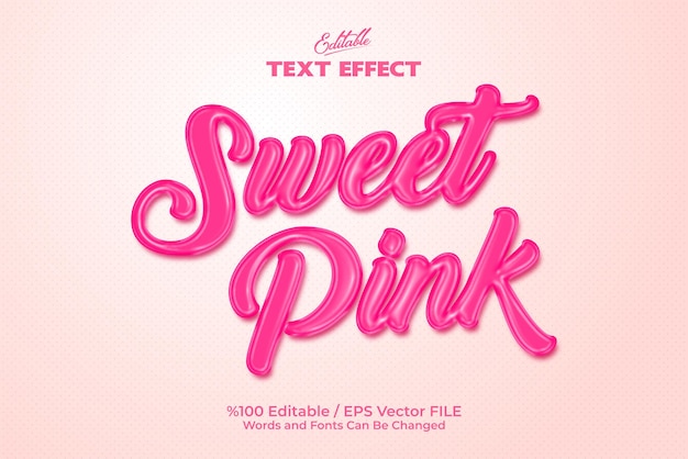 Editable Sweet Pink text effect written on a pink background