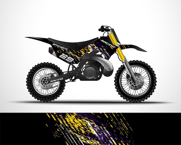 Редактируемый шаблон motocross, dirtbike, наклейка с наклейкой на мотоцикл и дизайн виниловой наклейки.