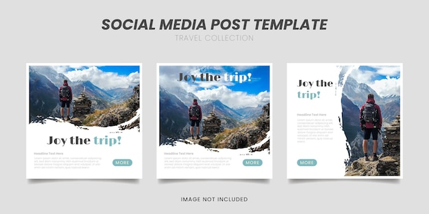 Vettore post modello modificabile per annunci sui social media banner web per la promozione dei viaggi