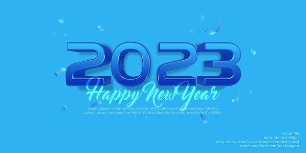 Editable text 2023 happy new year celebration on blue theme