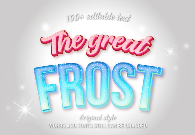 Editable text about the big frost blue and red color with gradient.