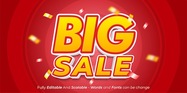 Editable text Big sale 3d style suitable for online shopping day sale banner