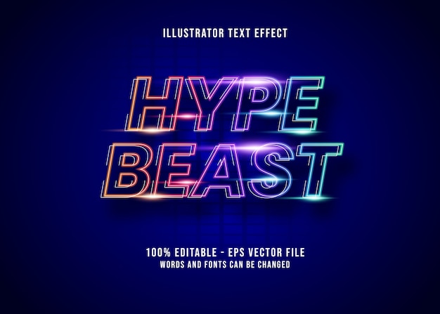 네온 조명 효과가있는 편집 가능한 텍스트 다채로운 hypebeast