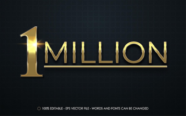 Editable text effect, 1 million gold style illustrations