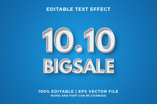 편집 가능한 텍스트 효과-10.10 큰 판매 만화 스타일 3d 템플릿 프리미엄 벡터