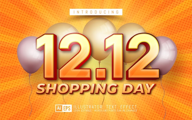 Editable text effect 12.12 online shopping sale poster or flyer design