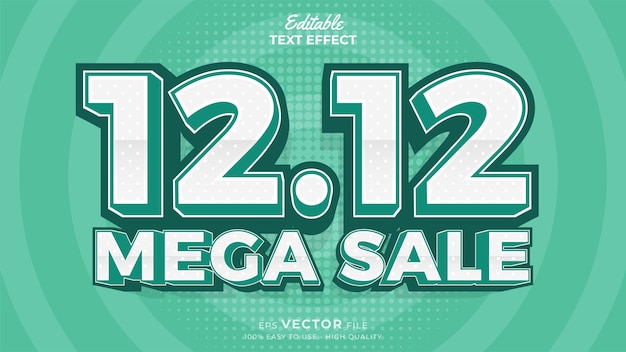 Vector editable text effect 1212 promotion sale 3d template style