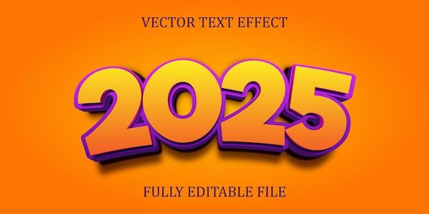 編集可能なテキストエフェクト 2025 新年おめでとう 3D タイポグラフィー