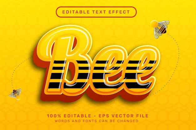 Editable text effect  3d bee style concept