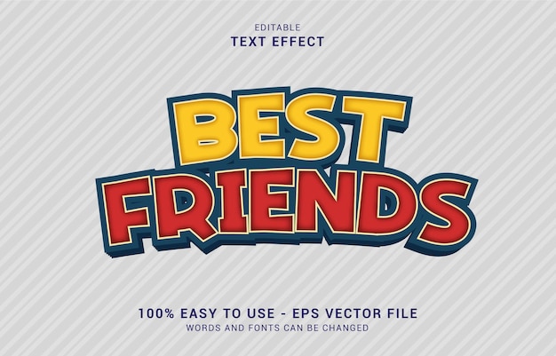 편집 가능한 텍스트 효과, 3D Best Friends 스타일을 사용하여 제목 만들기