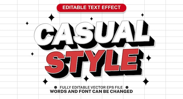 Editable text effect 3D Casual cartoon template style vector