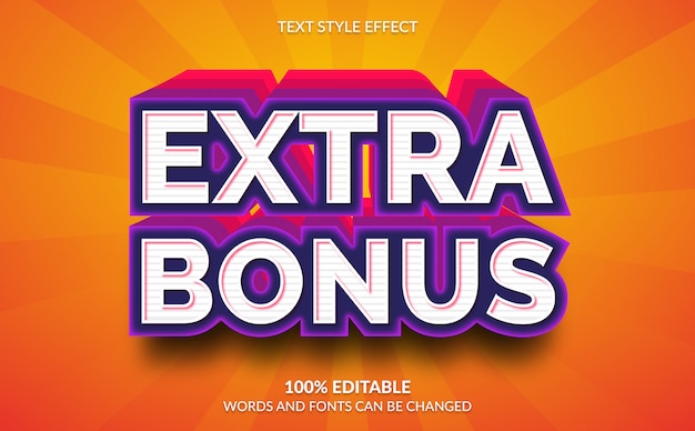 Vector editable text effect, 3d extra bonus text style