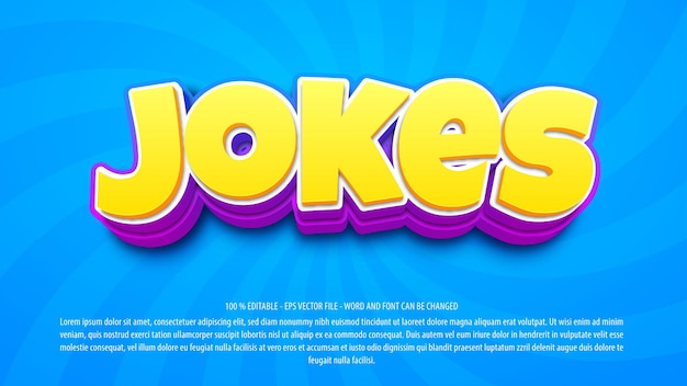 Vector editable text effect 3d funny jokes