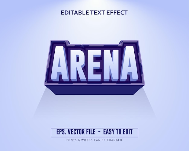 Vector editable text effect 3d game arena