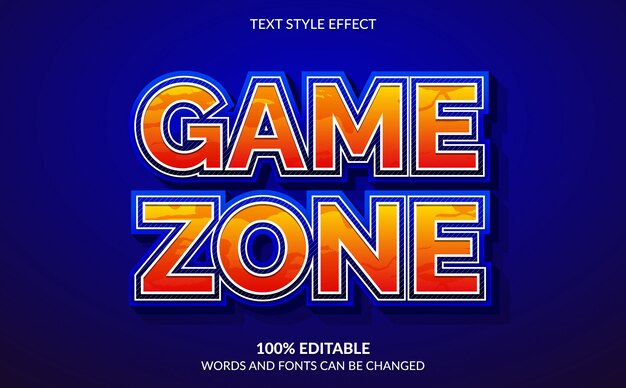 editable text effect, 3d game zone text style