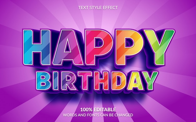 Editable Text Effect, 3D Happy Birthday Text Style