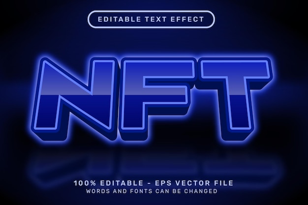 Vettore effetto testo modificabile 3d concetto di stile nft