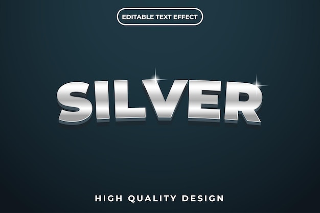 Vector editable text effect 3d silver