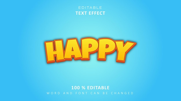 Editable Text Effect 3D Text Effect Template Happy Style