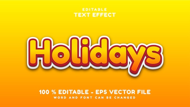 Effetto testo modificabile modello effetto testo 3d stile vacanza moderno isolato su sfondo arancione