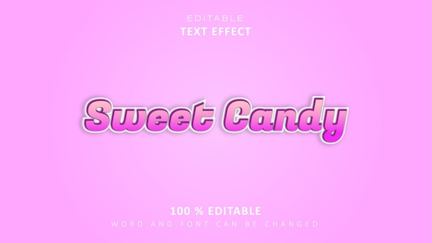 Редактируемый текстовый эффект шаблон с эффектом 3d-текста sweet candy style