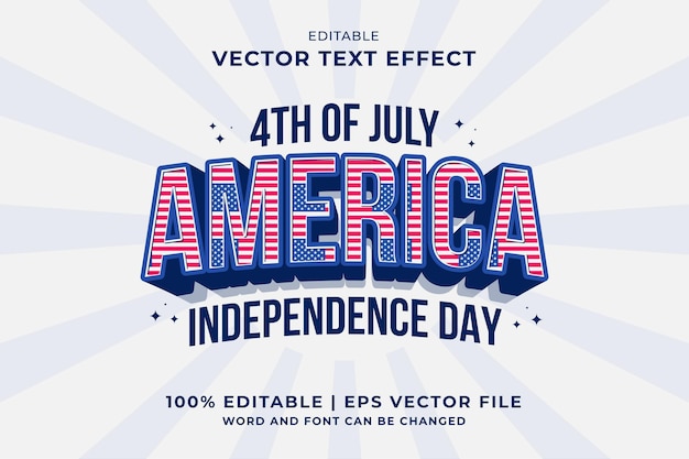 Vector editable text effect 4th july independence day cartoon style premium vector