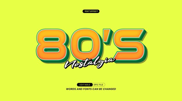 Vector editable text effect - 80s nostalgia slogan with background