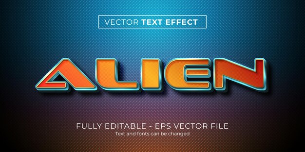 Редактируемый текстовый эффект инопланетянина и космического стиля