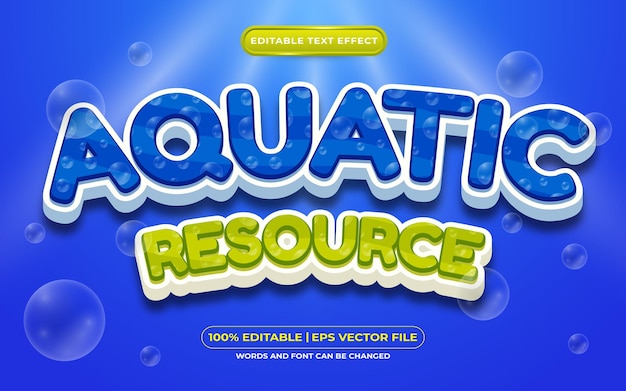 Editable text effect  aquatic resource 3d template on deep sea background