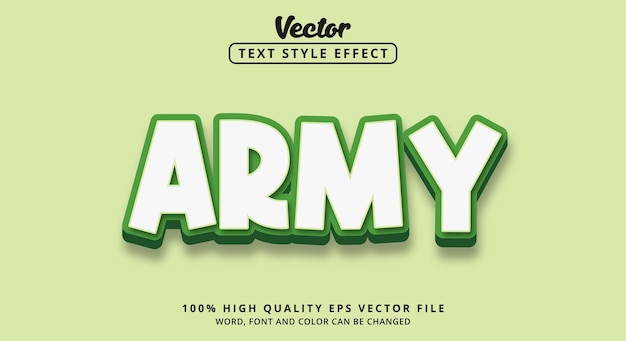 Editable text effect, Army text with green color style