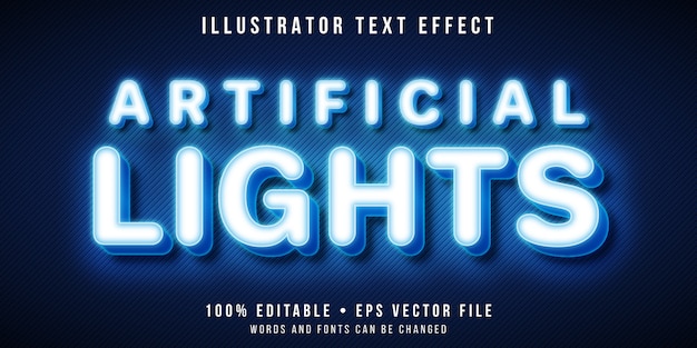 Vector editable text effect - artificial lights style