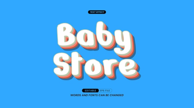 Vector editable text effect - baby store slogan with background