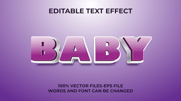 Effetto testo modificabile - baby text, 3d creativo e stile di carattere minimale 3d