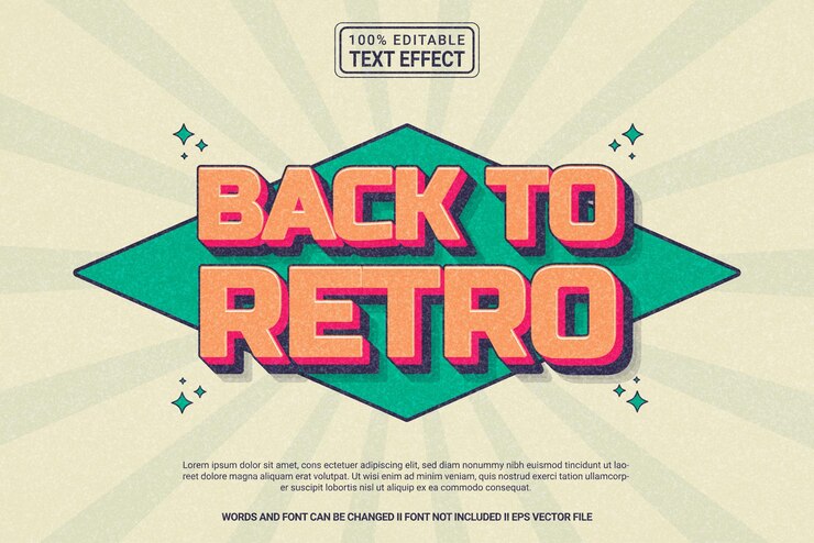 Vector editable text effect back to retro 3d cartoon template style modern premium vector
