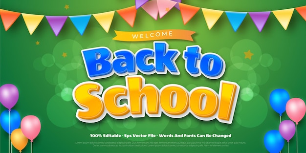 editable text effect back to school banner concept