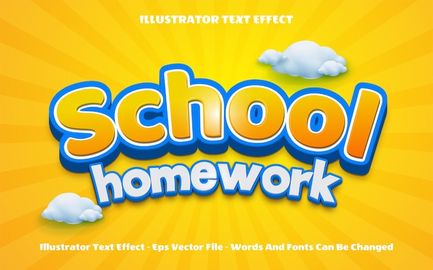 editable text effect back to school homework