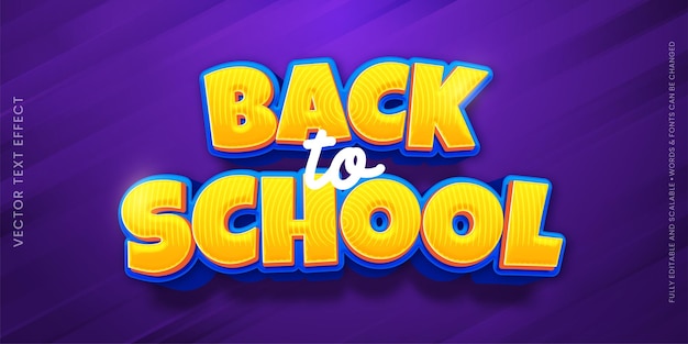 Editable text effect back to school three dimension text style