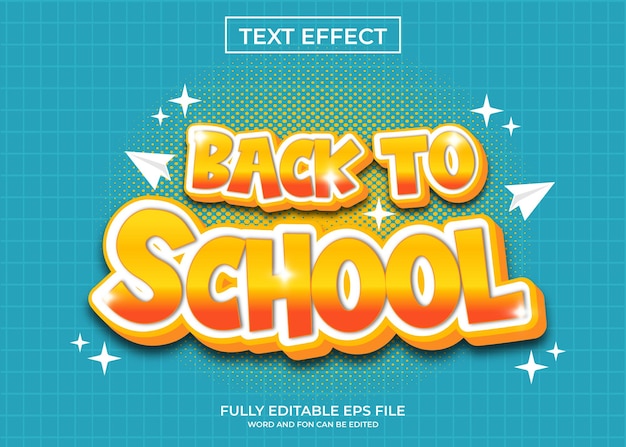 Редактируемый текстовый эффект Back to School тренд 3D мультфильм шаблон стиля современный вектор