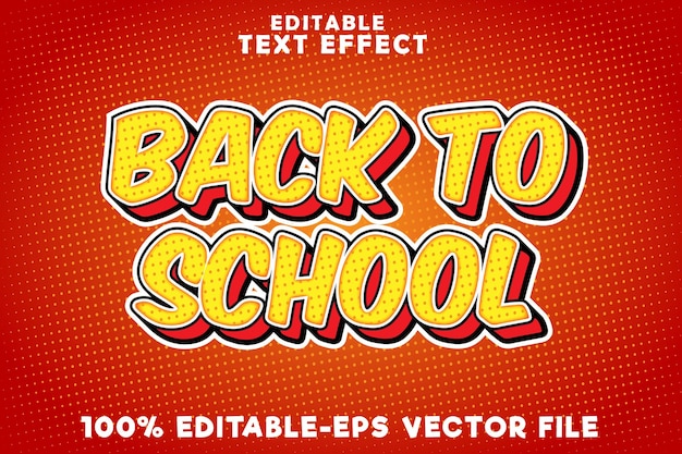 Editable text effect back to school with comic style