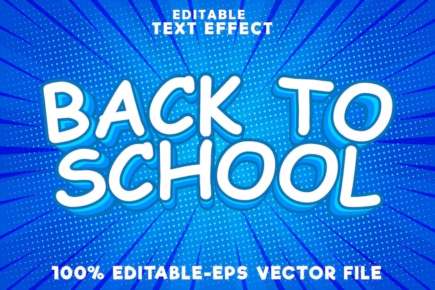 Editable text effect back to school with new comic modern blue style