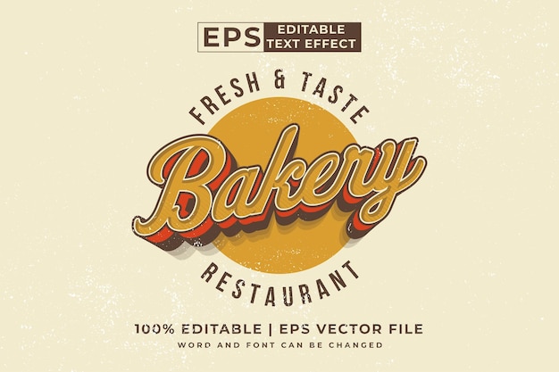 Editable text effect bakery logo 3d vintage style premium vector