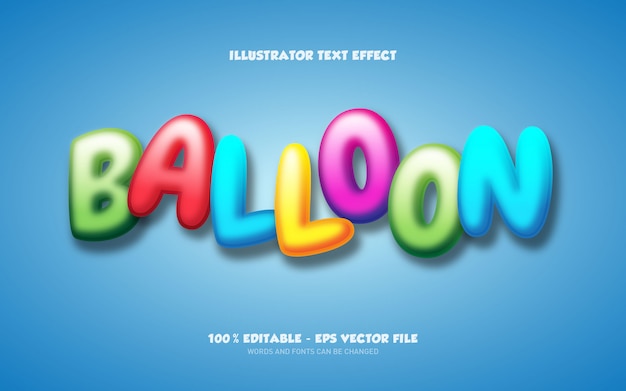 Editable text effect, Balloon style illustrations