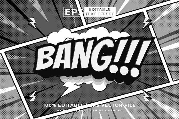 Vector editable text effect bang 3d cartoon comic style premium vector