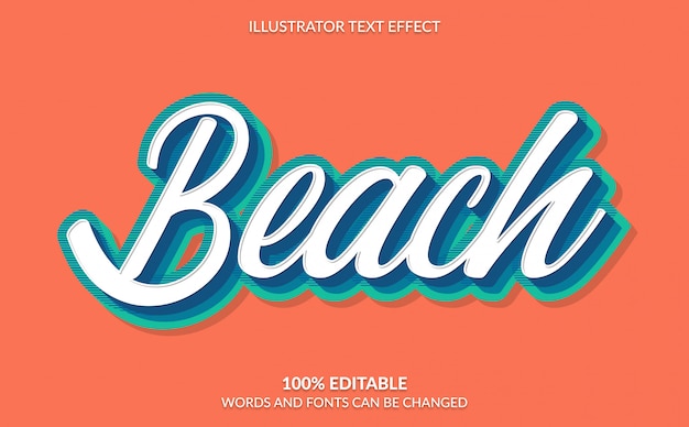 Editable Text Effect, Beach Retro Text Style