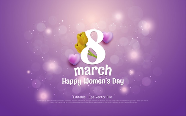 Editable text effect, beautiful womens day 8 march