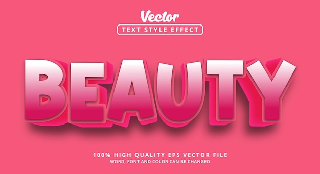 Vector editable text effect, beauty text on pink color style
