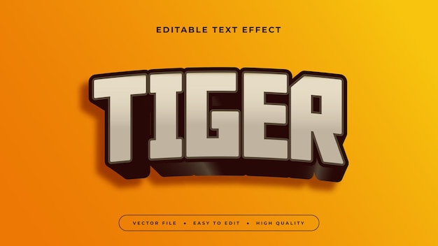 Editable text effect beige tiger text on gradient orange background